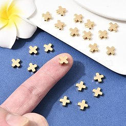シェグレイスの真鍮ビーズ  クロス  カドミウムフリー＆ニッケルフリー＆鉛フリー  18KGP本金メッキ  8x8x3mm  穴：1.4mm&nbsp;XGR0110G-128G
