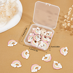 ラックメッキ合金エナメルペンダント30個。  虹の心  ライトゴールド  カラフル  25x30x1mm  穴：1.6mm&nbsp;ENAM-SC0002-85