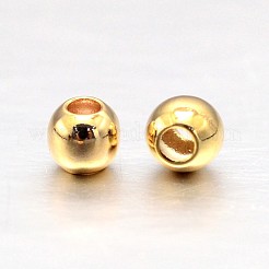 Real Gold Plated Brass Round Spacer Beads&nbsp;X1-KK-L147-197-2mm-NR