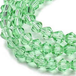 透明ガラスビーズ連売り  多面カット  双円錐形  薄緑  4x4mm  穴：0.8~1mm  約75~78個/連  28~29cm&nbsp;EGLA-A039-T4mm-D24