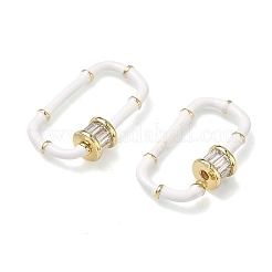 Oval Brass Micro Pave Clear Cubic Zirconia Locking Carabiner&nbsp;KK-H256-01G-04
