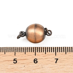 ループ付き真鍮製マグネットクラスプ  オーバル  ブラッシング赤い銅  17x10mm  穴：3mm&nbsp;KK-E268-10mm-R-NR