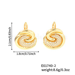 French Style Brass Clear Cubic Zirconia Swirl Stud Earrings&nbsp;HY3681-2