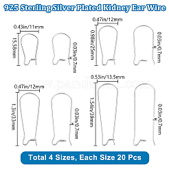 80Pcs 4 Styles 304 Stainless Steel Hoop Earring Findings&nbsp;STAS-BBC0005-93