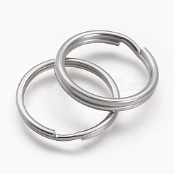 変色しにくい304ステンレススチール製スプリットキーリング  キーホルダー留め金のパーツ  ステンレス鋼色  25x2.8mm  ワイヤー：1.8mm&nbsp;STAS-F041-35