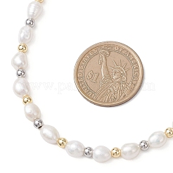Natural Cultured Freshwater Pearl Rice Beaded Necklaces&nbsp;NJEW-JN05703