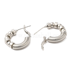 パンクスタイルブラスフープピアス  テクスチャリング  男性女性用  プラチナ  24x21x5mm&nbsp;EJEW-A102-05P