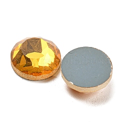 ガラスラインストーンカボション  フラットバック＆バックメッキ  多面カット  半円  オレンジ  12x5mm&nbsp;GLAA-A006-26B-02