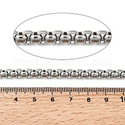 変色しにくいメンズジュエリー304ステンレススチールベネチアンチェーン  溶接されていない  ステンレス鋼色  5.5x5.5x3mm&nbsp;CHS-A003F-5.5mm