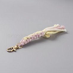 デイジー ハンドメイド コットン ペンダント デコレーション  金メッキ合金クラスプチャーム付き  シャンパンイエロー  170mm&nbsp;AJEW-WH0348-92