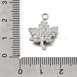 304ステンレスペンダント  エナメル  葉のチャーム  ステンレス鋼色  20x15.5x2mm  穴：2mm&nbsp;STAS-N108-108P