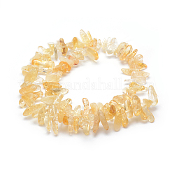 加熱された天然シトリンビーズ連売り  チップ  12~18x5~8mm  穴：1mm  15.3インチ（39cm）。&nbsp;G-K220-05