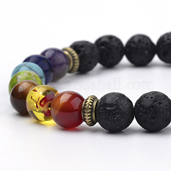 Natural Lava Rock Braided Bead Bracelets&nbsp;BJEW-R304-02-8mm
