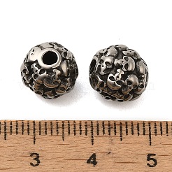レトロ ロンデル スカル 316 ステンレス スチール ヨーロピアン ラージ ホール ビーズ  10x10mm  穴：2.5mm&nbsp;LS-STAS-F072-05-01