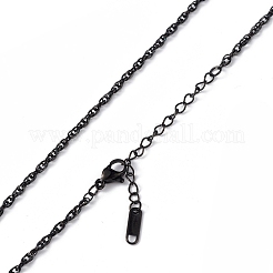 304ステンレススチールロープチェーンネックレス男性用女性用  ガンメタ色  15.87インチ（40.3cm）&nbsp;NJEW-K245-010D