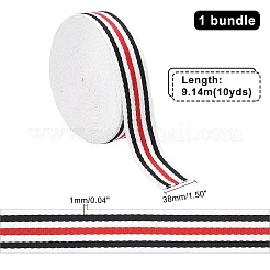ポリエステルブレードリボン  フラット  縞模様  服飾材料  カラフル  1-1/2インチ（38x1mm）  約10ヤード/バンドル&nbsp;OCOR-WH0068-33