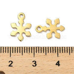 304ステンレススチールチャーム  スノーフレークチャーム  14KGP本金メッキ  12.5x8.5x0.8mm  穴：1.4mm&nbsp;STAS-L022-118G
