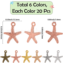 120Pcs 6 Colors Tibetan Style Alloy Pendants&nbsp;FIND-SC0016-22