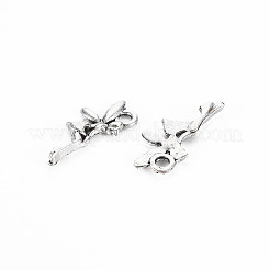 合金のチベット風チャーム  カドミウムフリー＆鉛フリー  エルフ  アンティークシルバー  17x8x1.5mm  穴：1.8mm&nbsp;X-TIBE-S320-198AS