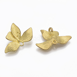 真鍮製リンクコネクター  ニッケルフリー  葉  生（メッキなし）  14x20.5x3mm  穴：1mm&nbsp;KK-S349-121-NF