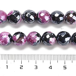 Electroplated Natural Fire Crackle Agate Round Beads Strands&nbsp;G-G0006-A02-07