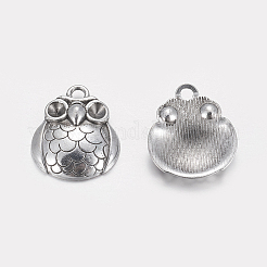 ハロウィンフクロウ合金ペンダントカボションセッティング  カドミウムフリー＆ニッケルフリー＆鉛フリー  アンティークシルバー  23x20x5mm  穴：3mm  3mmのラインストーンに適する&nbsp;PALLOY-21198-AS-NR