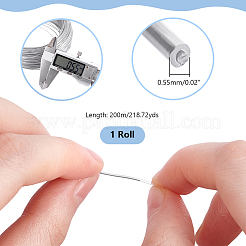 丸鉄線  プラスチックでコーティングされたもの  帽子のアクセサリーに  銀  0.55mm  約656.17フィート（200m）/ロール&nbsp;FIND-WH0139-350
