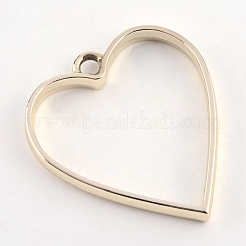 Rack Plating Alloy Heart Open Back Bezel Pendants&nbsp;PALLOY-S047-12E-FF