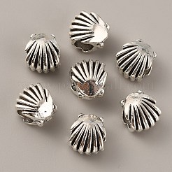 チベット風合金ヨーロピアンビーズ  大穴ビーズ  シェル形状  アンティークシルバー  10.5x9x10.5mm  穴：5.5mm&nbsp;FIND-TAC0014-73