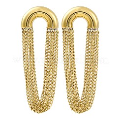 304ステンレススチールタッセルチェーンスタッドピアス（女性用）  ゴールドカラー  55.5x19.5mm&nbsp;EJEW-U023-07G