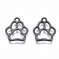 チベット風亜鉛合金チャーム  犬の足跡  鉛フリー＆カドミウムフリー  ガンメタ色  19.6x17x1.5mm  穴：2mm  約4165個/5000g&nbsp;TIBEP-R334-229B-RS