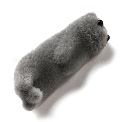 フロッキー樹脂ペンダント  猫  プラチナ鉄ループ付き  グレー  47x16x21mm  穴：2mm&nbsp;RESI-E059-01B