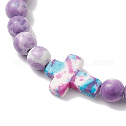 Adjustable Synthetic Ocean White Jade & Turquoise Beads Braided Bead Bracelets&nbsp;BJEW-JB11297-02