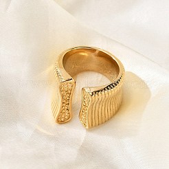 304 Stainless Steel Cuff Ring&nbsp;RJEW-Z076-10G-04