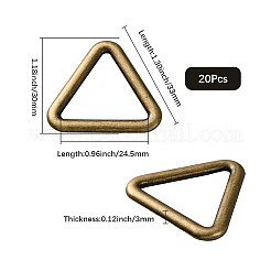 三角形の合金リンクリング20個  3字の留め金  アンティークブロンズ  30x33x3mm  内径：21.5x24.5mm&nbsp;FIND-CY0001-17AB