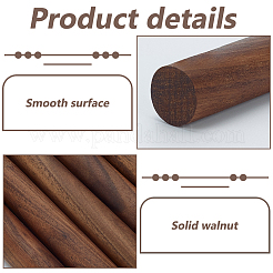 黒クルミの丸棒  DIYクラフト用品  ココナッツブラウン  150x19.5mm&nbsp;WOOD-WH0131-39