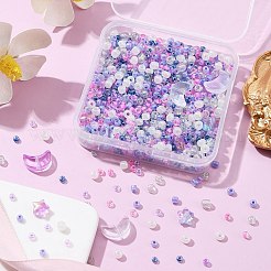 12Pcs 4 Style Moon & Star Transparent Spray Painted Glass Beads&nbsp;GLAA-FS0001-67