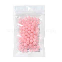 透明なアクリルビーズ  艶消し  二層ビーズ  ラウンド  ピンク  8x7.5mm  穴：2mm  約100個/袋&nbsp;TACR-YW0001-02G