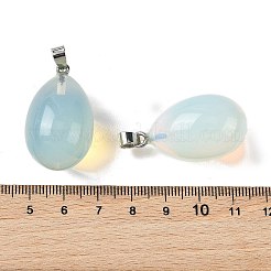 オパールペンダント  304ステンレススチール製のスナップ式留め具が付いた卵型チャーム  ステンレス鋼色  33~34.5x19.5~20.5mm  穴：7x4mm&nbsp;GG-K002-08A-11