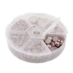 1箱のabsプラスチック製パール調ドームカボション  半円  淡い茶色  4~12x2~6mm  約690個/箱&nbsp;SACR-JP0001-49
