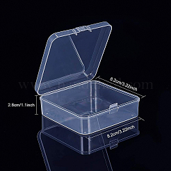クリアプラスチックビーズ収納ケース  直方体の  透明  82x82x27mm  10個/セット&nbsp;CON-BC0004-62