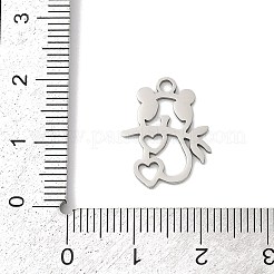 ステンレスペンダント201個  猫の形のチャーム  ステンレス鋼色  17x13.5x1mm  穴：1.4mm&nbsp;STAS-F316-20P