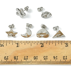 12個 6スタイル 304ステンレススチールスタッドピアス金具  混合図形  12x9~13.5mm  穴：1.4mm  ピン：10.5x0.5mm  2個/スタイル&nbsp;FIND-FS0002-39