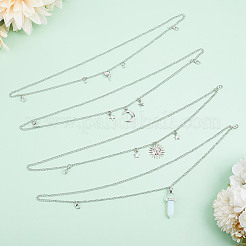 8Pcs 4 Styles Moon Sun Bullet 304 Stainless Steel & Brass & Alloy Shoes Chains&nbsp;HJEW-GO00203