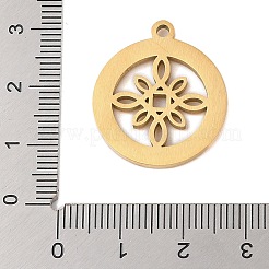 プリザーブドフラワー 304 ステンレス ラインストーン ペンダント  フラットラウンド  18KGP本金メッキ  25x21x2mm  穴：2mm&nbsp;STAS-S139-01G-09
