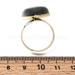 女性用調節可能な真鍮製カフオープンリング  ティアドロップ  天然ラブラドライトと  ゴールドカラー  19mm&nbsp;GG-CBA7610-08G