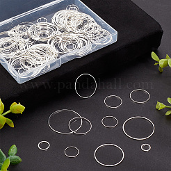 220 個 11 スタイル真鍮リンクリング  銀  8~30x0.7~1mm  20個/スタイル&nbsp;KK-PH0009-98S