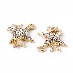 合金クリスタルラインストーンペンダント  星のチャーム  ゴールドカラー  20x15x3mm  穴：1.6mm&nbsp;ALRI-K049-05G