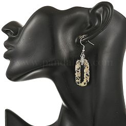 304ステンレススチール製ドロップピアス  オーバル  バーと天然石ミックスのドロップピアス  プラチナ  53x15.5mm&nbsp;EJEW-JE07511