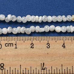 天然ニシキウズガイシェルビーズ連売り  ラウンド  フローラルホワイト  4~4.5x4mm  穴：0.5mm  約91~93個/連  15.35~15.55''（39~39.5センチメートル）&nbsp;SSHEL-H072-13B